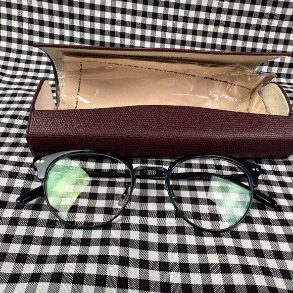 Oliver Peoples Pollack Eyeglasses Dark Blue Tortoise Round Frame OV 5358 - Picture 3 of 7